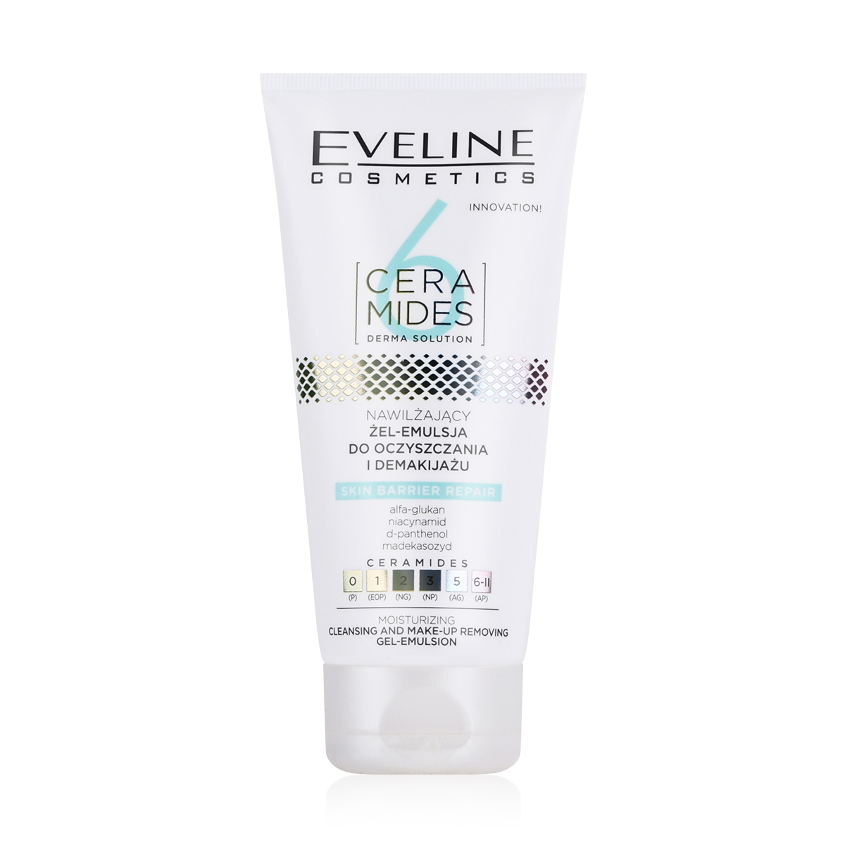 Eveline 6 Ceramides Cleansing Make-Up Emulsion, Hydrating Gel for Soft, Balanced Skin, 150ml
