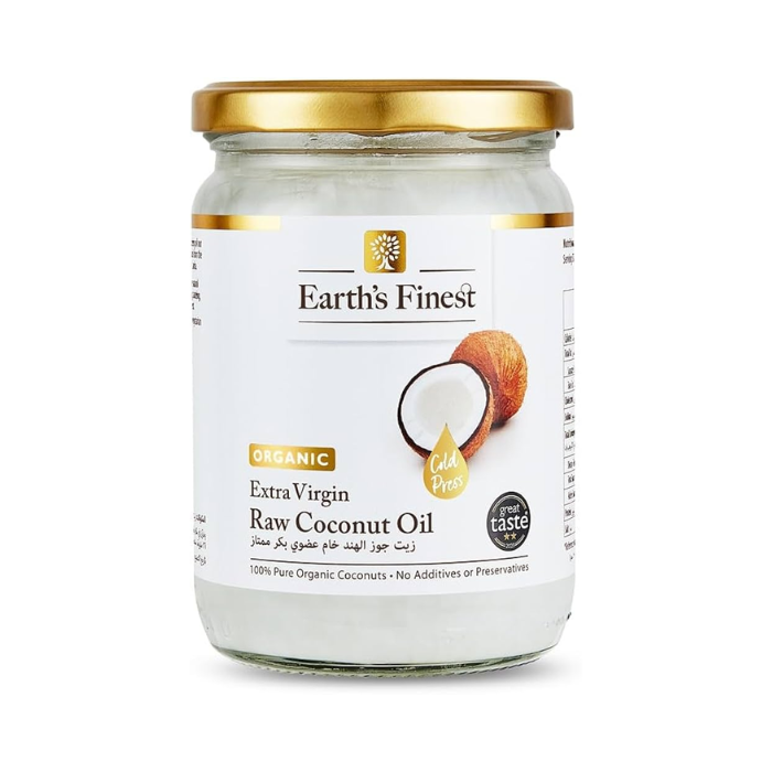 Earth’s Finest Organic Extra Virgin Raw Coconut Oil, 100% Pure, Cold-Pressed, Unrefined, No Additives, 500ml