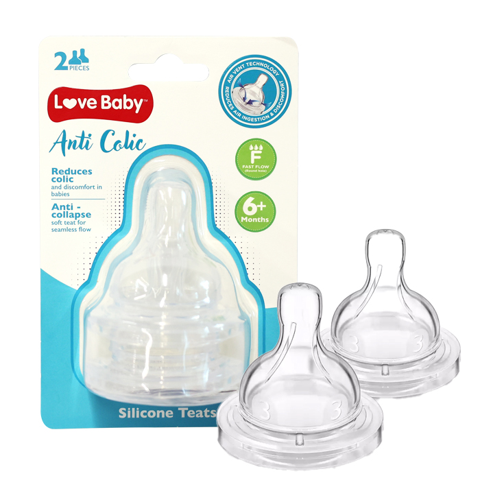 Love Baby Anti-Colic Silicone Teats Fast Flow 2s
