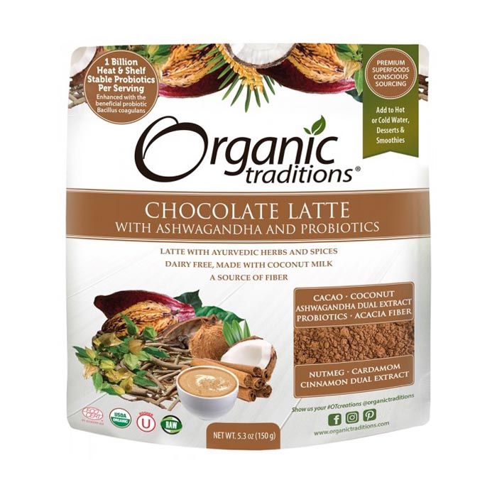 Organic Traditions Chocolate Latte With Ashwagandha & Probiotics 150g