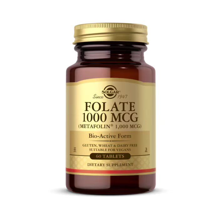 Solgar Folate 1000mcg As Metafolin 60's