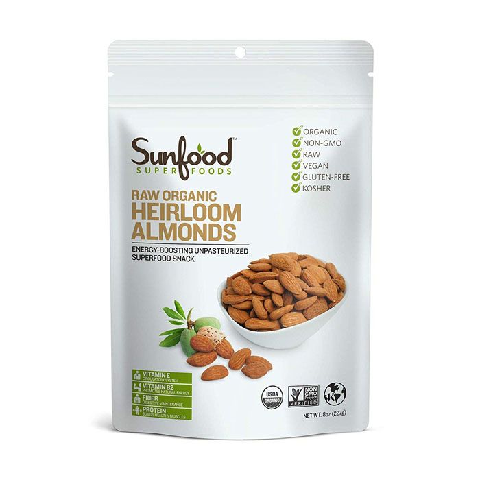 Sunfood Superfoods Almonds Shelled Organic 8 Oz