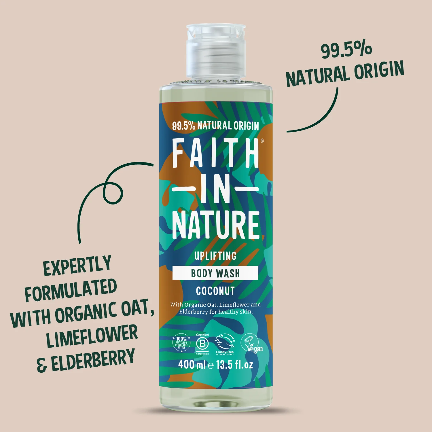 غسول الجسم بزيت جوز الهند من فيث إن نيتشر 400 مل