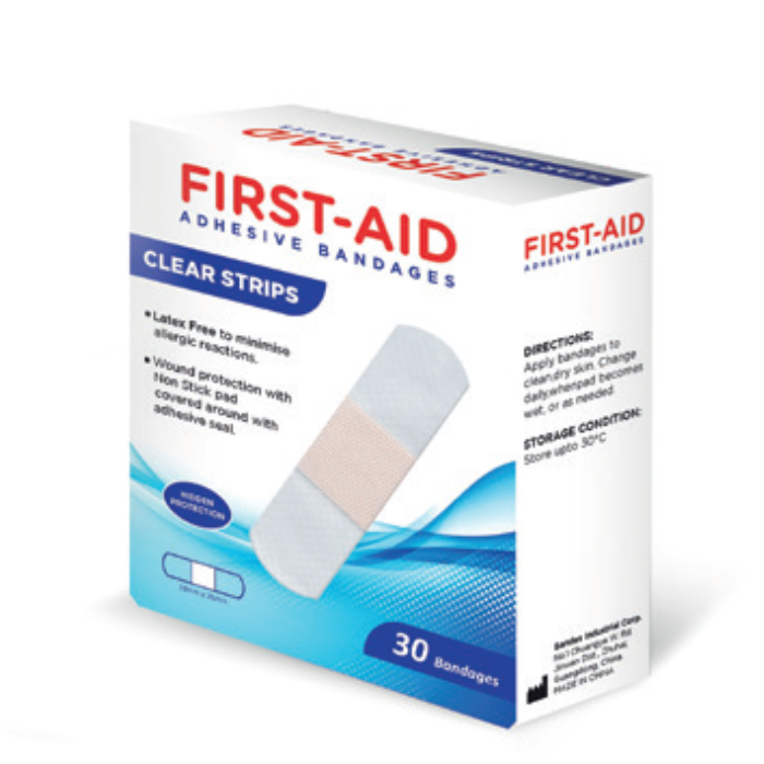 First Aid Clear Strip Bandages 30'S -19mm X 76mm