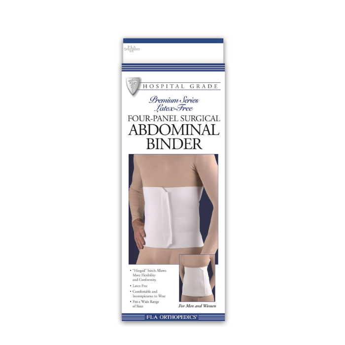 Fla Four Panel Surgical Abdominal Binder 12 Inch White-Small