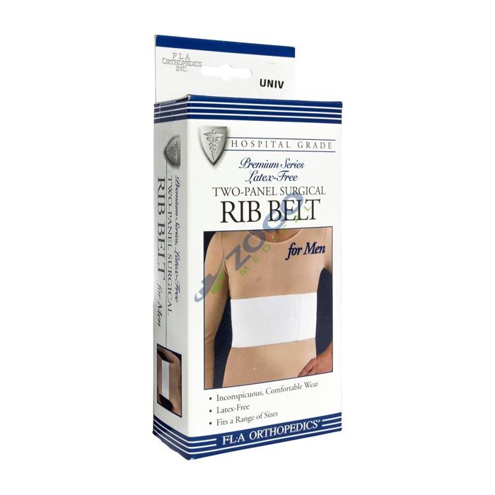 FLA Two Panel Surgical Male Rib Belt - White - Universal