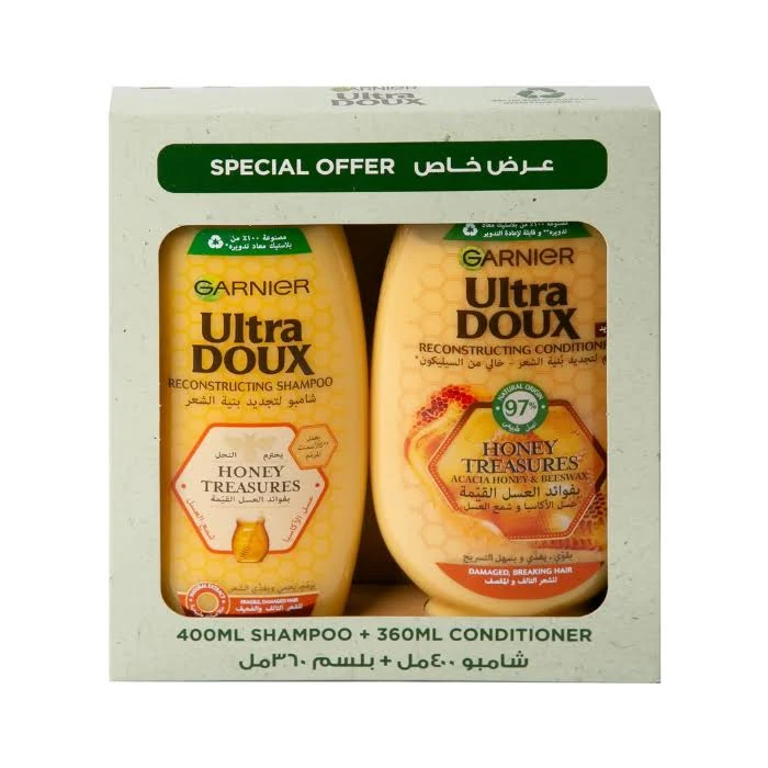 Garnier Ultra Doux Honey Shampoo 400ml + Conditioner 360ml Set