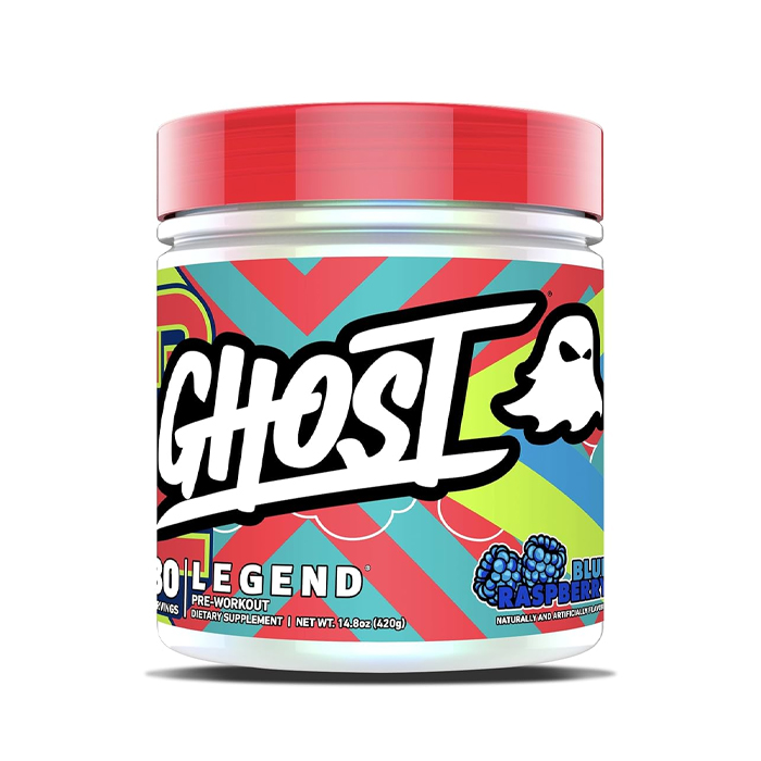 Ghost Legend Pre-Workout Blue Raspberry, Energy, Focus, Pumps, Vegan Friendly Formula - 30 Servings