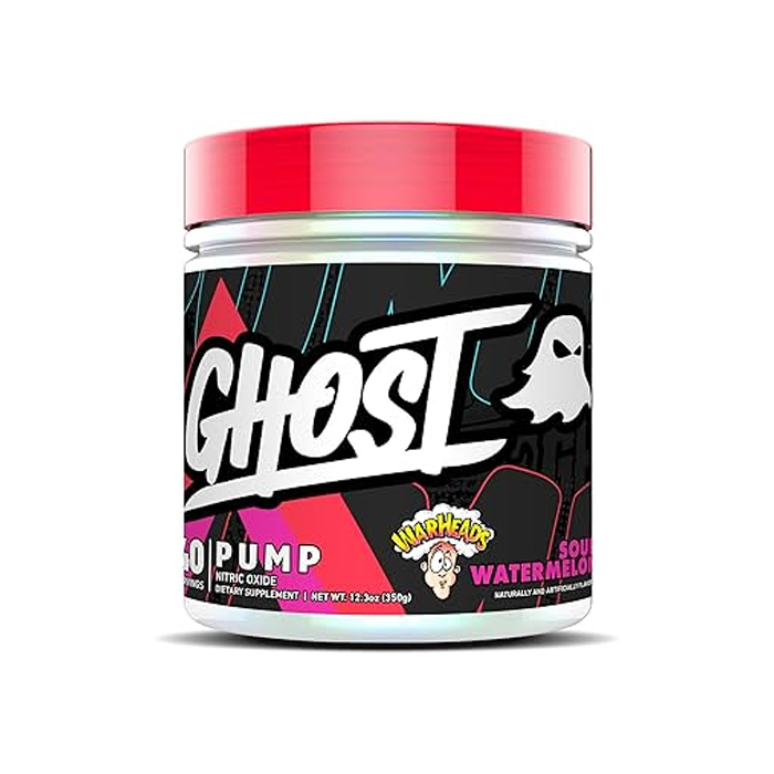 Ghost Pump Pre-Workout, Warheads Sour Watermelon Nitric Oxide Booster Supplement - 40 Servings
