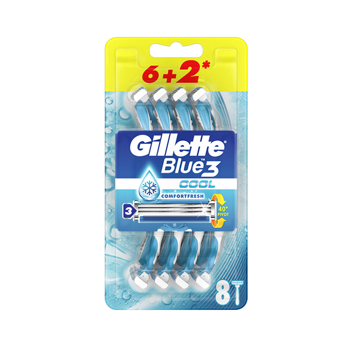 Gillette Blue3 Cool Disposable Razor 6+2 Free