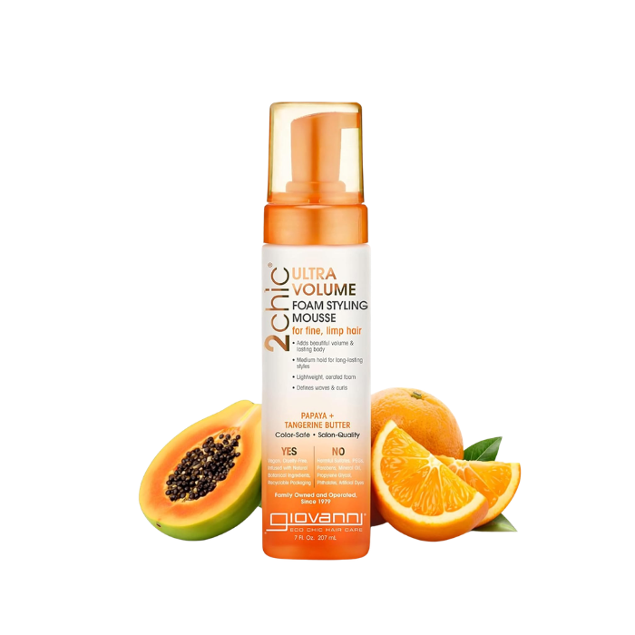 تو شيك موس رغوي باليوسفي وزبدة البابايا لتصفيف الشعر وإضفاء حجم فائق من جيوفاني