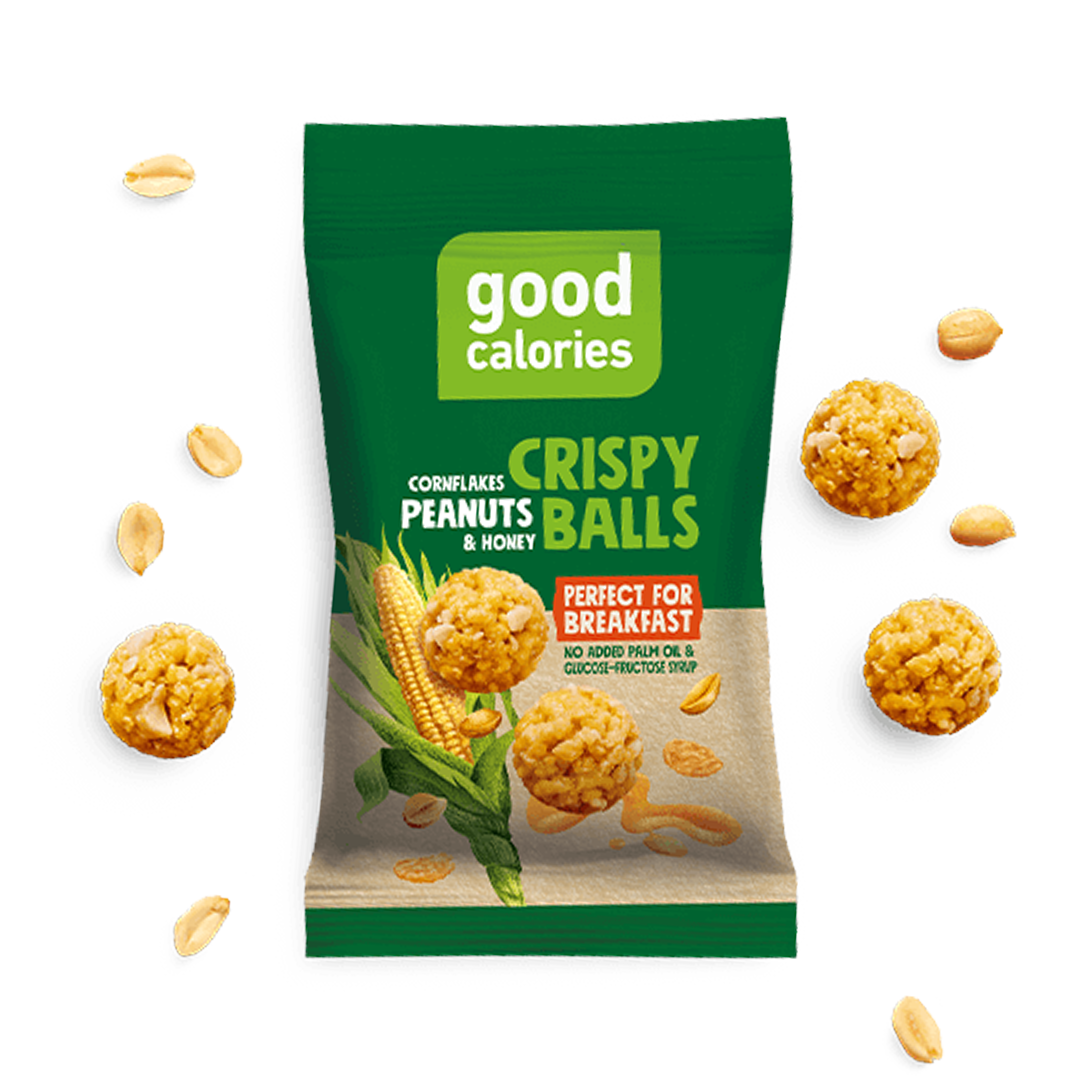 جود كالوريز كريسبي بولز كورن فليكس والفول السوداني، بدون زيت النخيل وشراب الجلوكوز والفركتوز، ومثالي للإفطار - 32غ