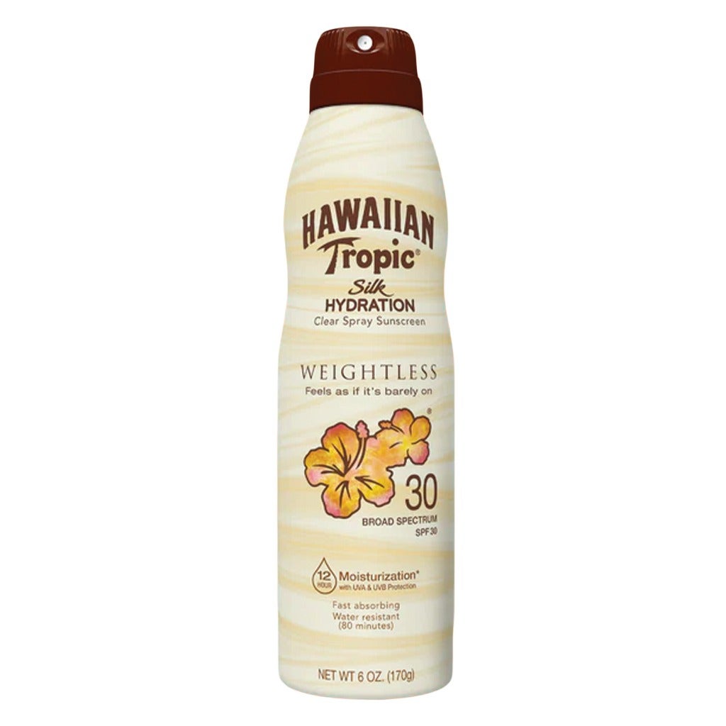 Hawaiian Tropic Silk Hydration Clear Spray (SPF30), Lightweight Sunscreen with 12h Moisturization - 170g