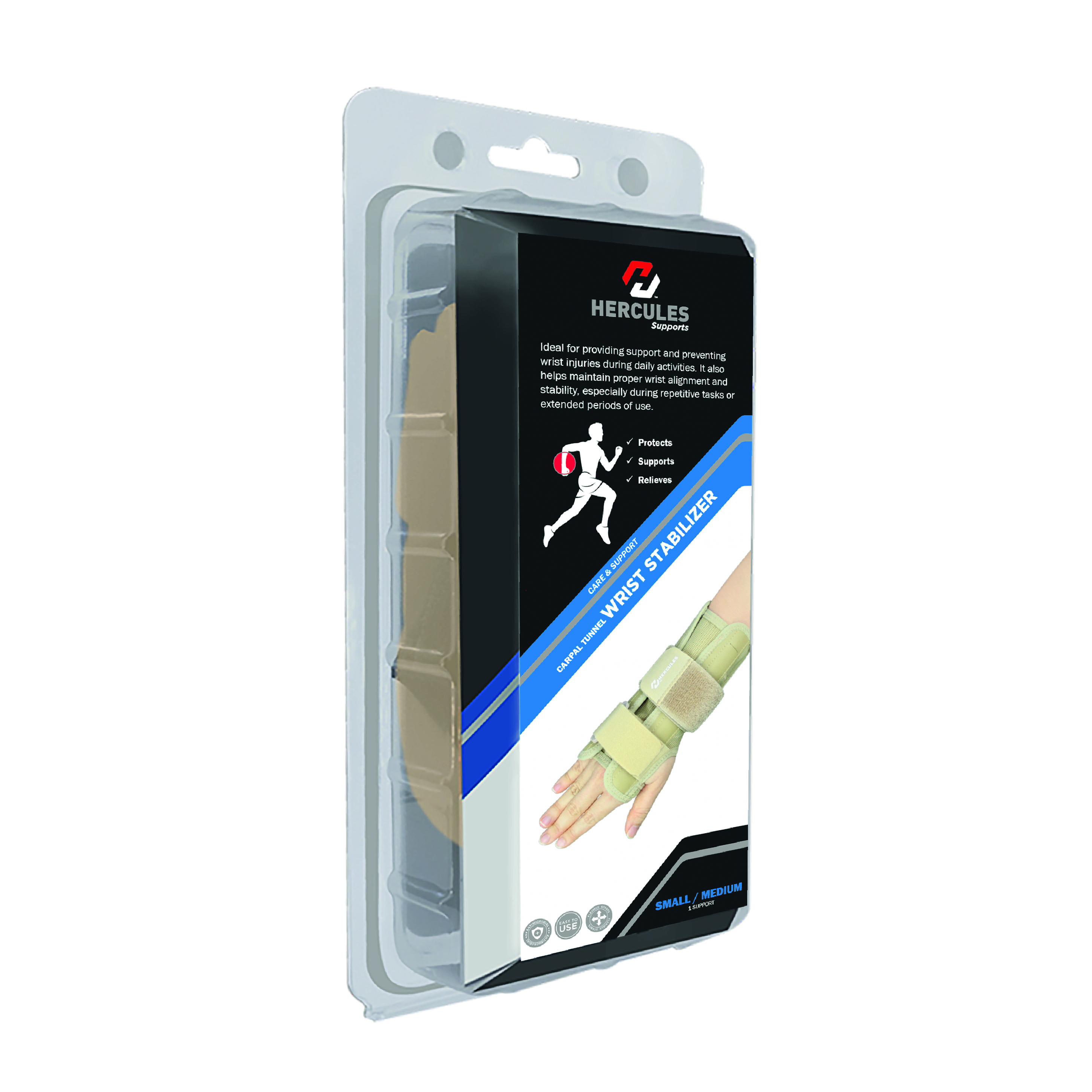Hercules Carpal Tunnel Wrist Stabilizer Small/Medium, Adjustable Brace for CTS Support