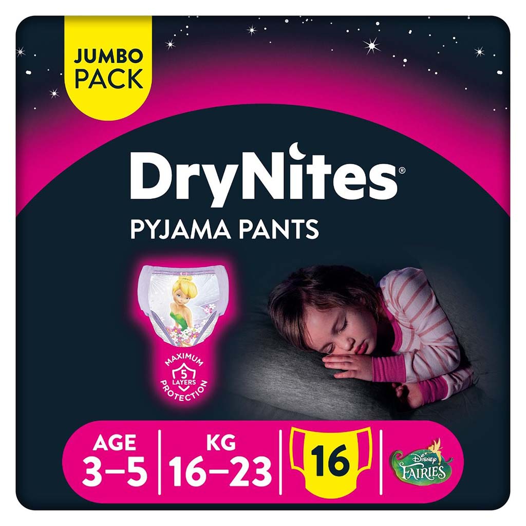 Huggies Drynites Pyjama Pants Girls 3-5Years 16's