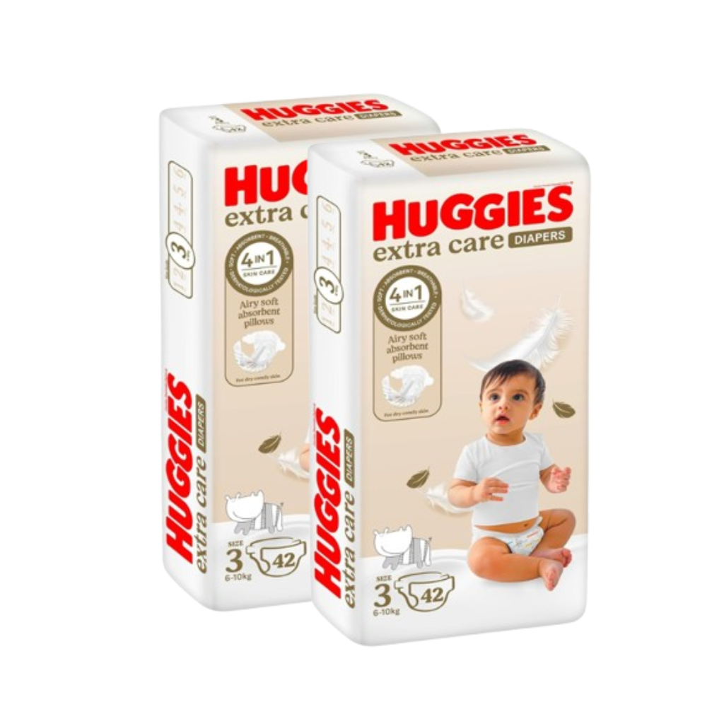 Huggies Extra Care Diaper Size 3, 42 Diapers Pack of 2 (84 Pieces)