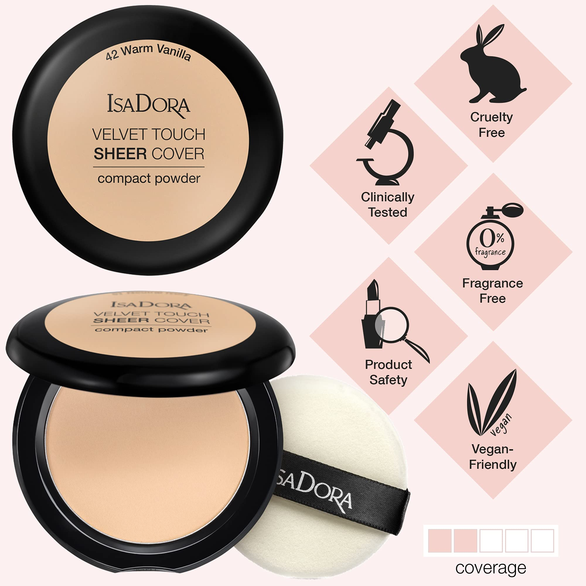 Isadora Velvet Touch Sheer Cover Compact Powder 42-Warm Vanilla