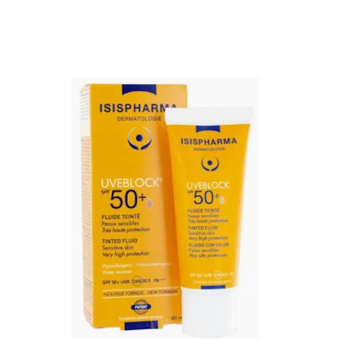 Isis UVE Block (SPF50+) Fluid Tinted, Broad-Spectrum Sun Protection and Skin Tone Perfector, 40ml