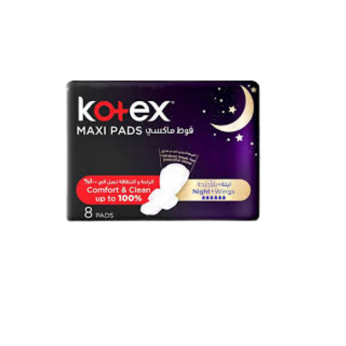 Kotex Feminine Hygiene Over Night Loop Maxi Pads 8's
