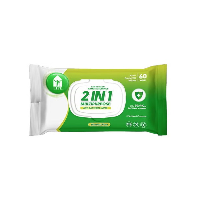 Life 2in1 Multipurpose Antibacterial Wipes 10s Alcohol free