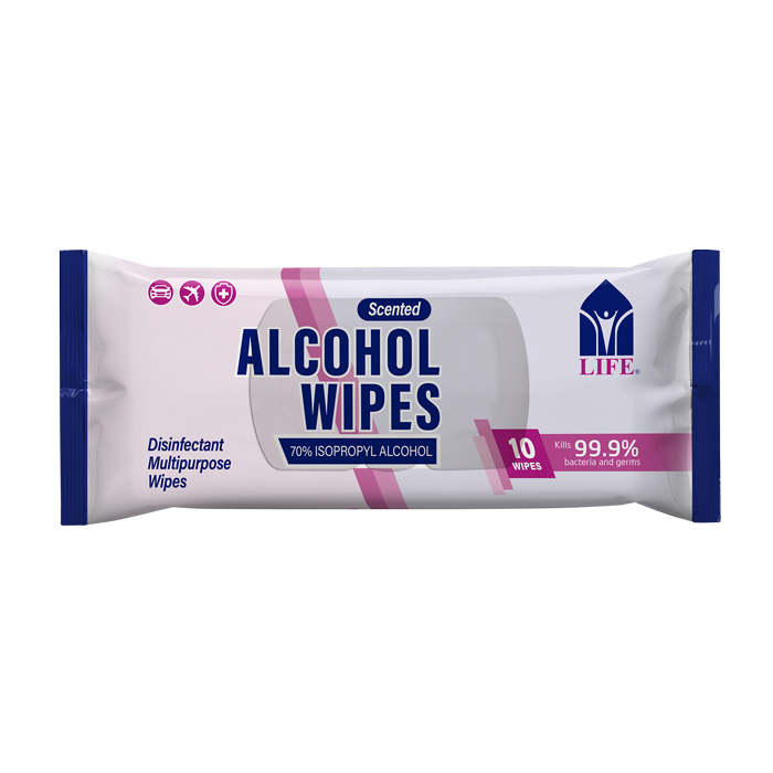 Life 70%  Alcohol Wipes Scented 10's Pack