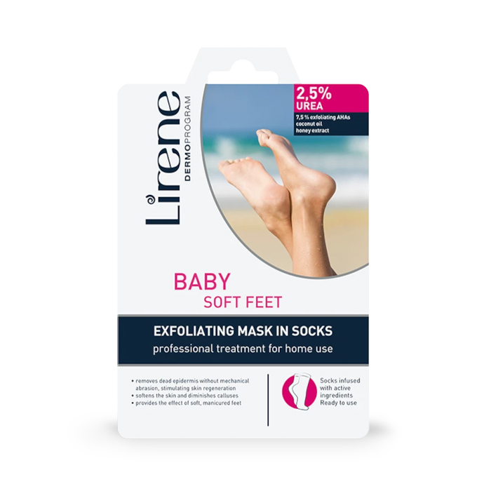 Lirene Foot Care Exfoliating Mask Socks Baby Soft Feet 2.5% Urea 150ml
