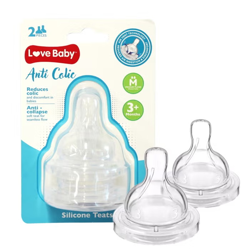 Love Baby Anti-Colic Silicone Teats Medium Flow 2s