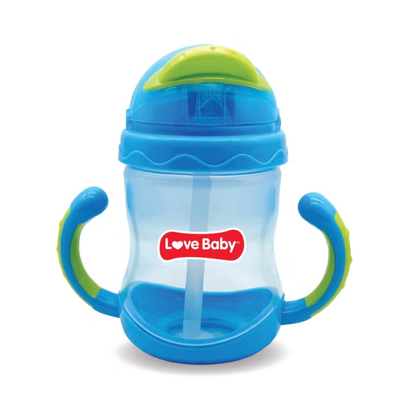 Love Baby Flip Flow Straw Trainer Cup Blue 240ml