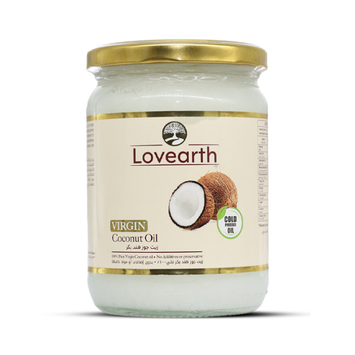 Lovearth Virgin Coconut Oil, Cold-Pressed Pure Oil in Glass Jar, 500ml