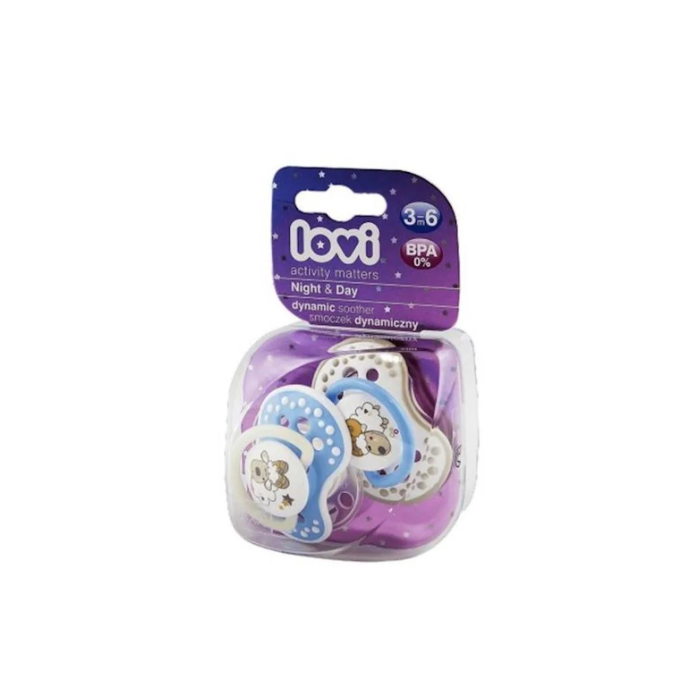 Lovi Dyn Soother Silicone 3-6m 2pcs Night & Day Boy