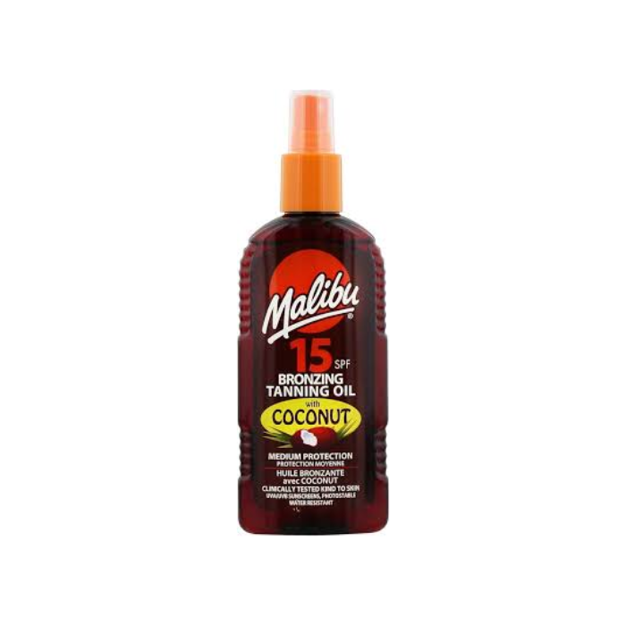 زيت التسمير البرونزي بخلاصة جوز الهند عامل حماية 8 من ماليبو 200 مل
