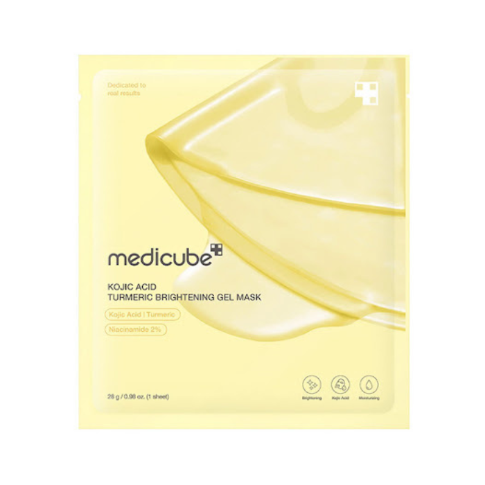 Medicube Kojic Acid Turmeric Gel Mask Sheet 28g, Glass Glow Brightening Overnight Care, 1 Sheet