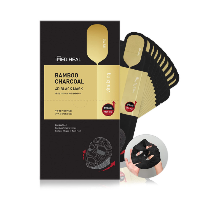 ميديهيل قناع شيت أسود بالفحم والخيزران 4 دي