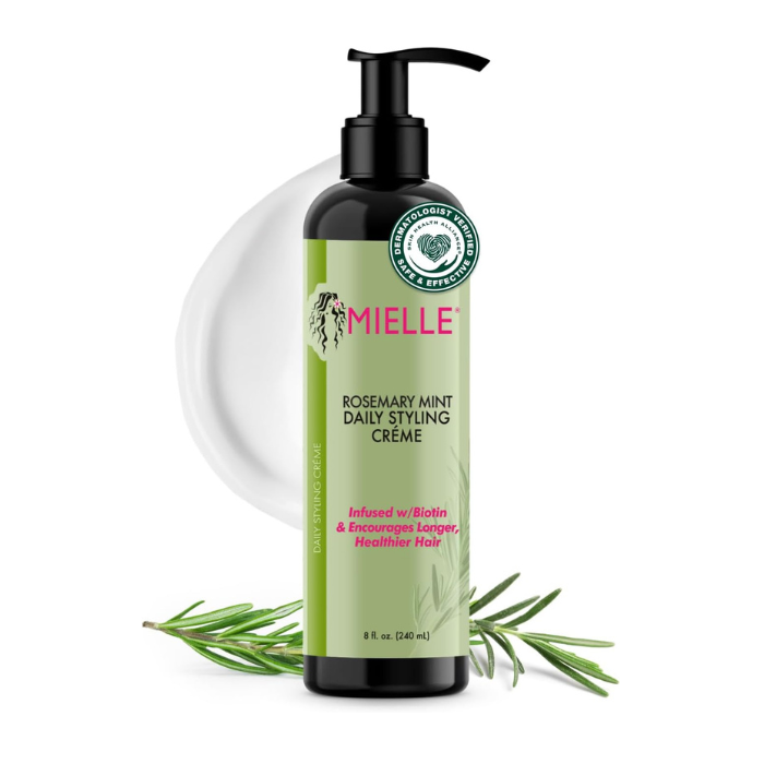 Mielle Organics Rosemary Mint Daily Styling Cream, Frizz Control, Nourishing Hold and Hydration with Biotin - 240ml