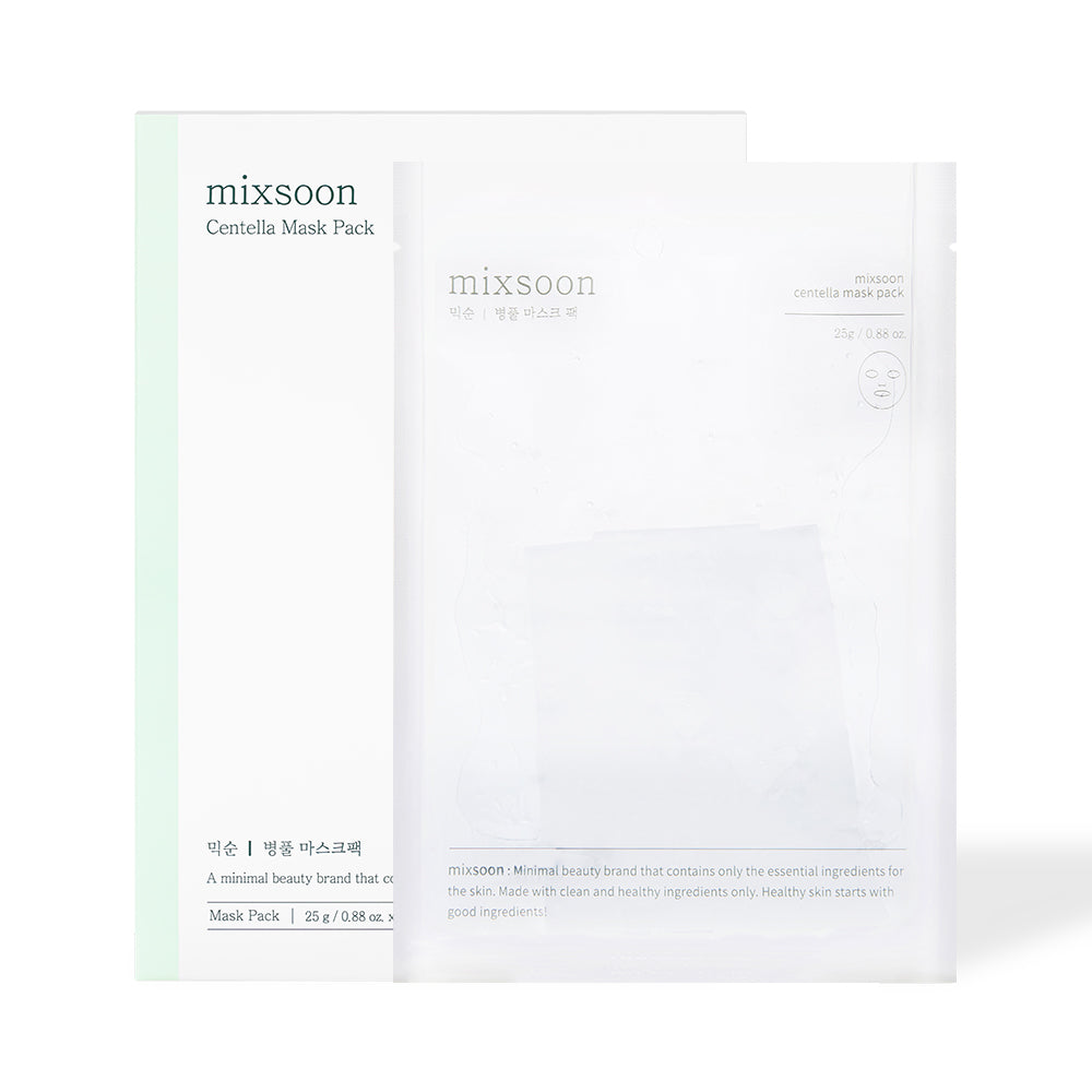 Mixsoon Centella Mask Pack 25g, Soothing Sheet with Asiatica Extract for Hydration and Skin Repair, 5pcs