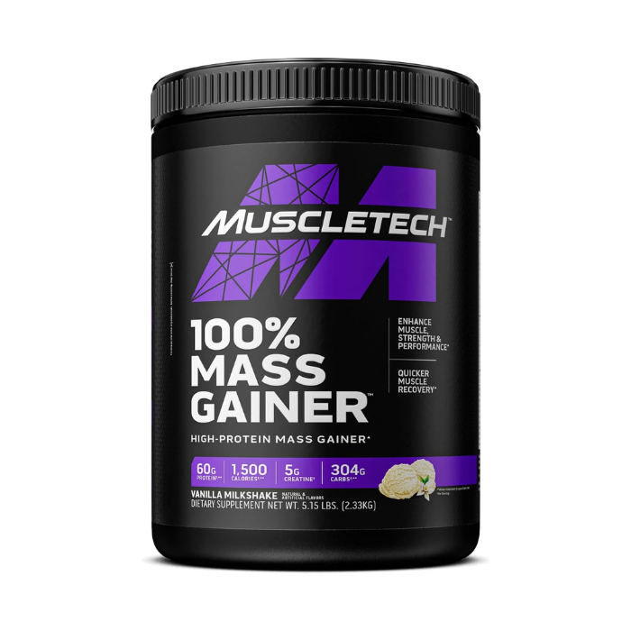 MuscleTech, 100% Mass Gainer, Vanilla Milkshake 5.15 Lbs