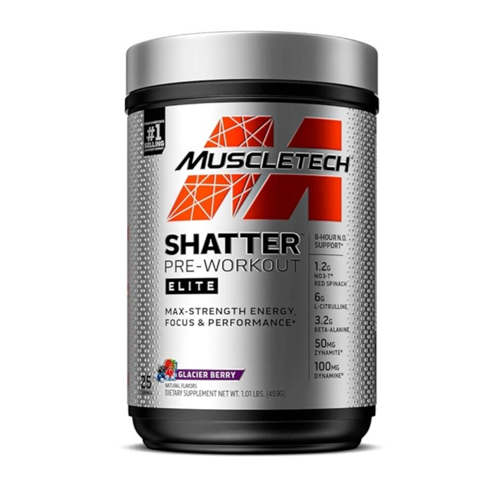 MuscleTech Shatter Pre Workout Elite Glacier Berry 25 Servings