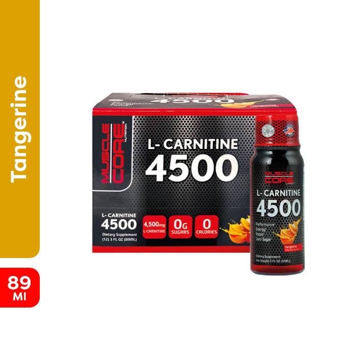 Muscle Core L-Carnitine Liquid 4500mg 89ml, Energy and Fat Metabolism Support, 12 Bottles
