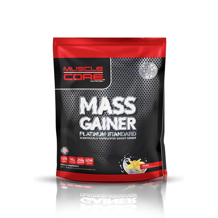 Muscle Core Mass Gainer Vanilla, High-Calorie Weight Gainer for Muscle Size and Strength, 12 lb