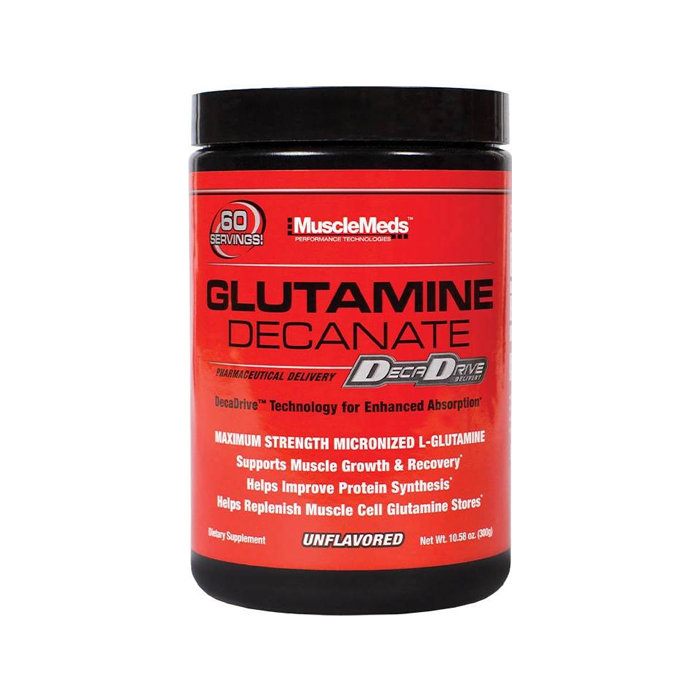Muscle Meds Glutamine Decanate, Micronized L-Glutamine for Muscle Recovery, Unflavored - 300g