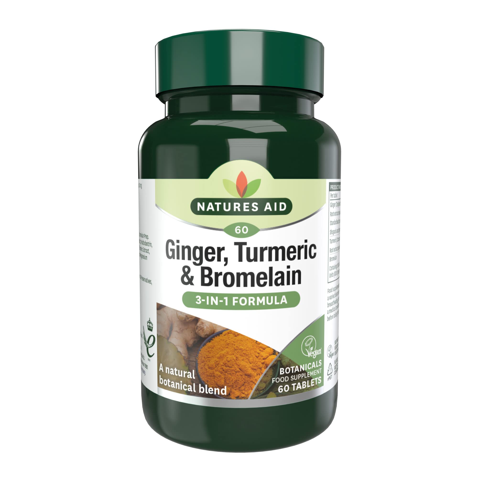 Natures Aid Ginger Turmeric & Bromelain 60 Tablets