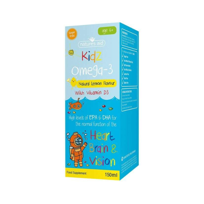 Natures Aid Kidz Omega-3 Natural Lemon Flavor With Vitamin D3 150 ml