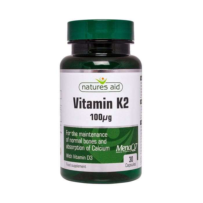 Natures Aid Vitamin K2 100Ug with Vitamin D3 30 Vegetable Capsule