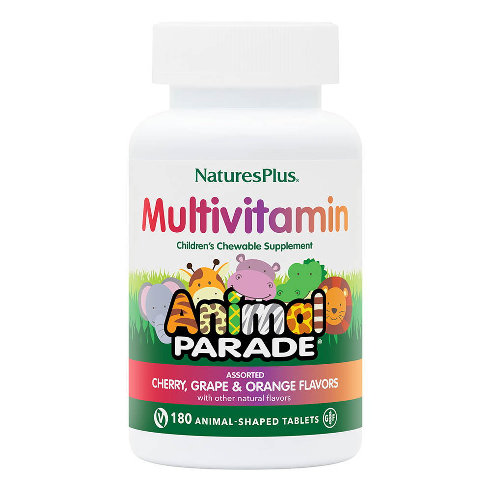 Natures Plus Animal Parade Assorted Cherry Orange & Grape 180 Chewable Tablets