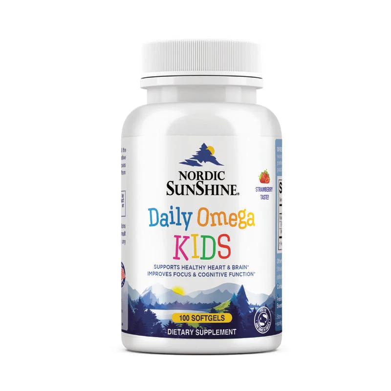 Nordic Sunshine Daily Omega-3 Kids 350mg, Brain, Eye & Immune Support - 100 Chewable Softgels
