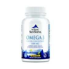 Nordic Sunshine Omega-3 Fish Oil 1000 mg, Supports Heart, Immunity, Joint & Brain Function, 100 Softgels
