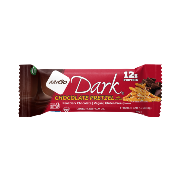 NuGo Dark Chocolate Pretzel Bar 12g Protein, Gluten Free, No Palm Oil, 50g