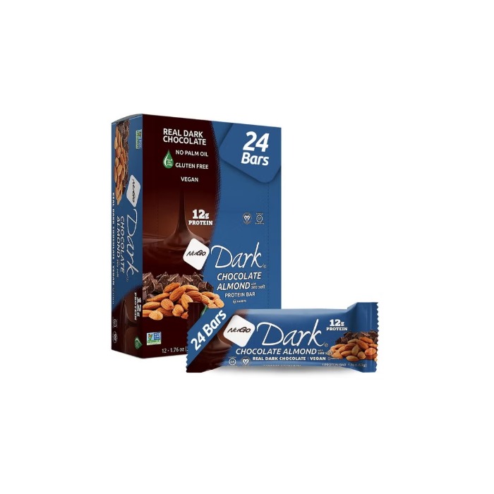 NuGo Dark Chocolate Almond Sea Salt Protein Bar 50g, 12g Vegan Protein, Gluten Free, Pack of 12 pcs