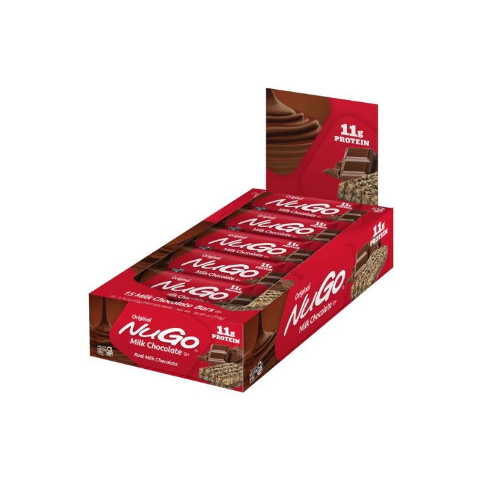 NuGo Original Milk Chocolate Protein Bar 50g, 11g Protein, Gluten Free Snack with Added Vitamins, Pack of 15 pcs