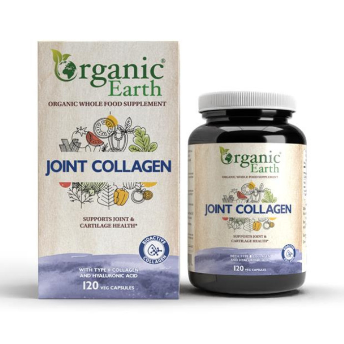Organic Earth Joint Collagen Type II with Hyaluronic Acid, Mobility & Cartilage Support, 120 Capsules